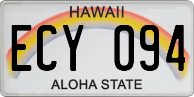 HI license plate ECY094