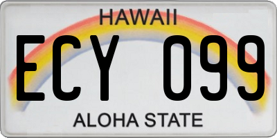 HI license plate ECY099
