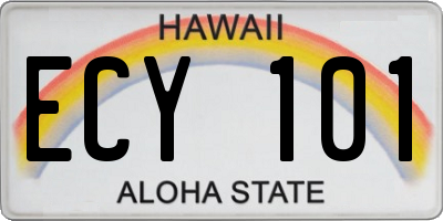 HI license plate ECY101