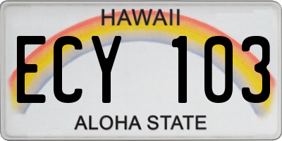 HI license plate ECY103