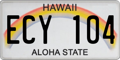 HI license plate ECY104