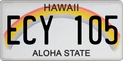HI license plate ECY105