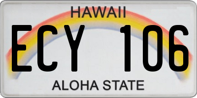 HI license plate ECY106