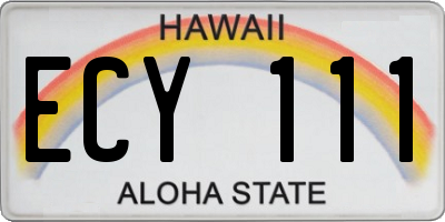 HI license plate ECY111