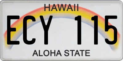 HI license plate ECY115