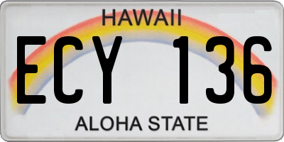 HI license plate ECY136