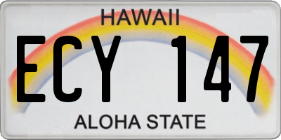 HI license plate ECY147
