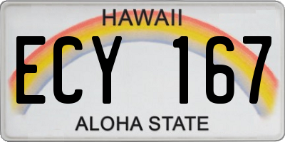 HI license plate ECY167