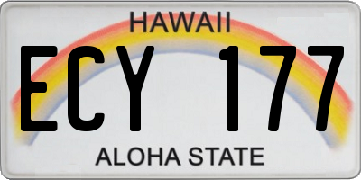 HI license plate ECY177