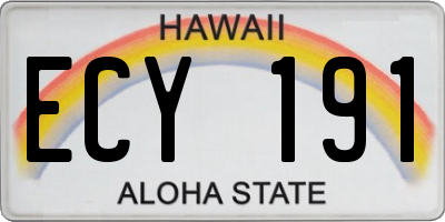 HI license plate ECY191