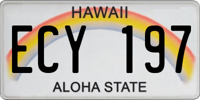 HI license plate ECY197