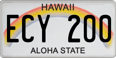HI license plate ECY200