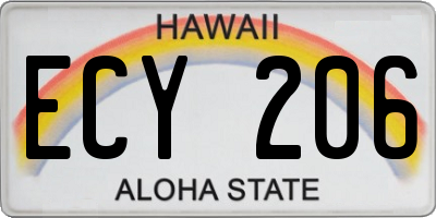 HI license plate ECY206