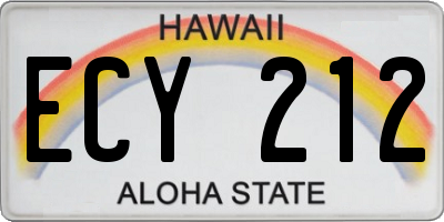 HI license plate ECY212