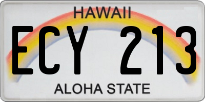 HI license plate ECY213