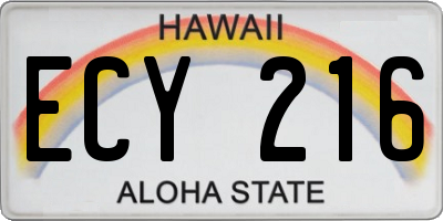 HI license plate ECY216