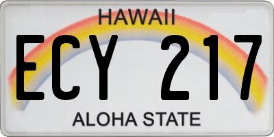 HI license plate ECY217