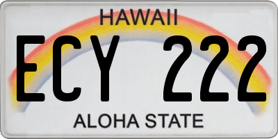 HI license plate ECY222