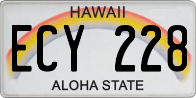 HI license plate ECY228