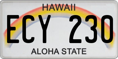 HI license plate ECY230