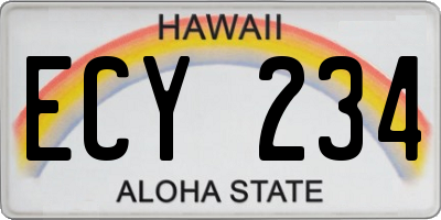 HI license plate ECY234