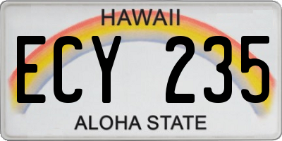HI license plate ECY235