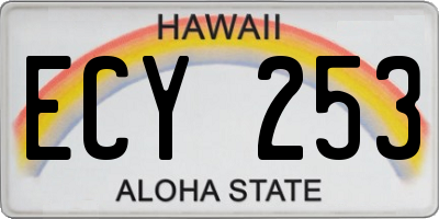 HI license plate ECY253
