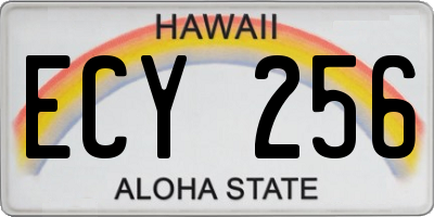HI license plate ECY256
