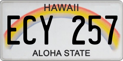 HI license plate ECY257