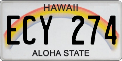 HI license plate ECY274
