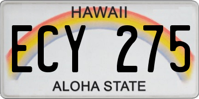 HI license plate ECY275