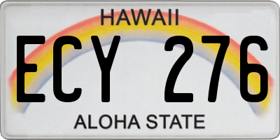 HI license plate ECY276