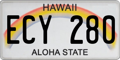 HI license plate ECY280