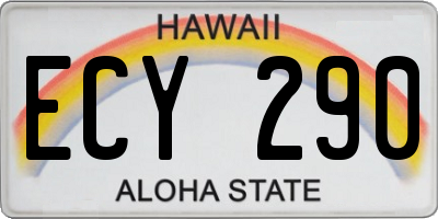 HI license plate ECY290