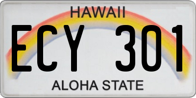 HI license plate ECY301