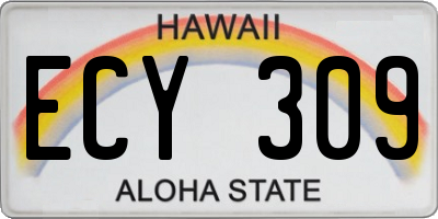 HI license plate ECY309
