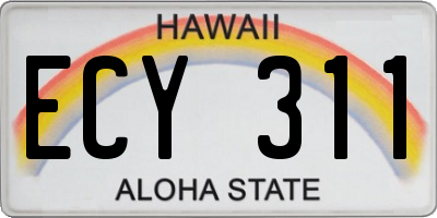 HI license plate ECY311