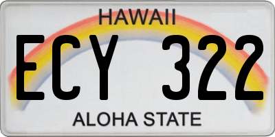 HI license plate ECY322
