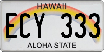 HI license plate ECY333