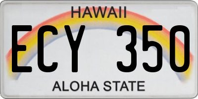 HI license plate ECY350