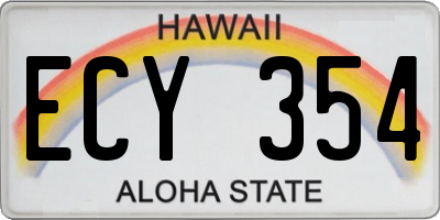 HI license plate ECY354