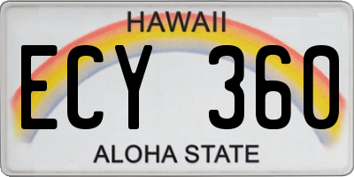 HI license plate ECY360