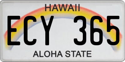 HI license plate ECY365