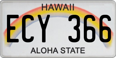 HI license plate ECY366