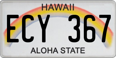 HI license plate ECY367