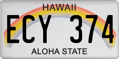 HI license plate ECY374