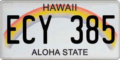HI license plate ECY385