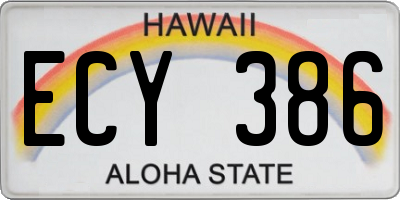 HI license plate ECY386