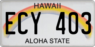 HI license plate ECY403