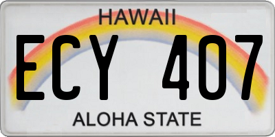 HI license plate ECY407
